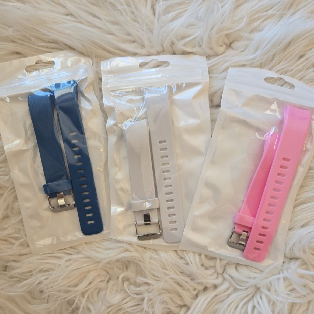 Set of Three Replacement Watch Bands - Blue, White, Pink